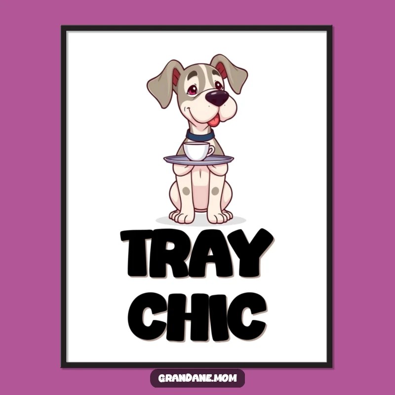 Free Printable Wall Art: Funny Careful Grand Dane Serving - Downloadable Quirky Decor