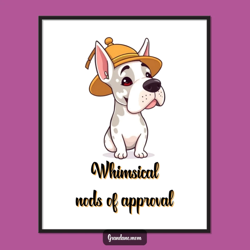 Free Printable Wall Art: Whimsical Hat Grand Dane Funny Downloadable Art Gift