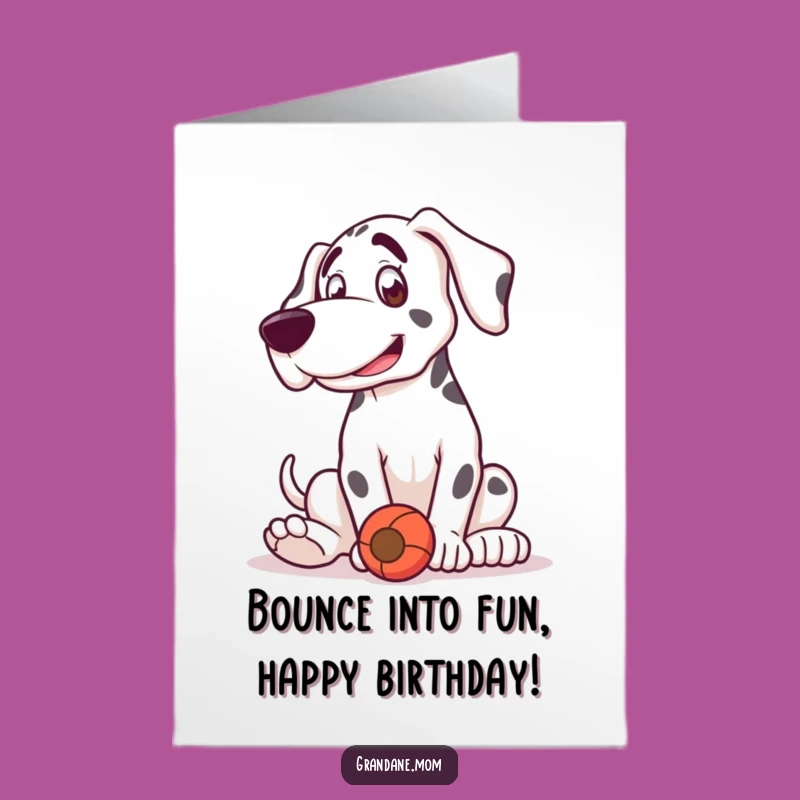 Free Printable Grand Dane Birthday Card: Playful Dog, Funny Downloadable Gift for Joyful Celebrations