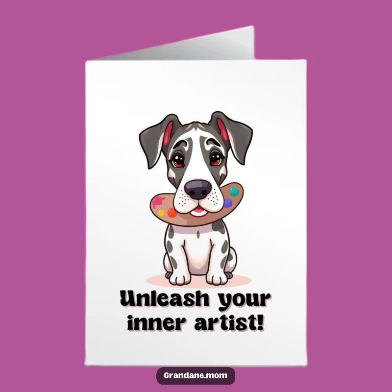 Free Printable Birthday Card: Artistic Great Dane, Colorful Fun, Instant Download