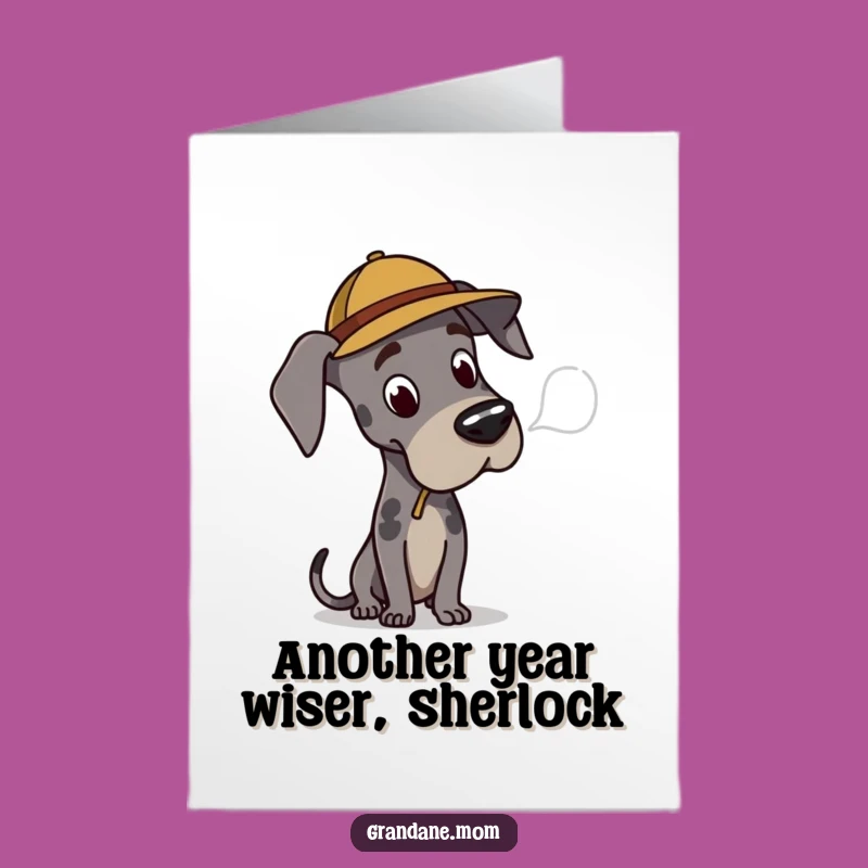 Free Printable Birthday Card: Funny Detective Great Dane, Instant Download for Laughs