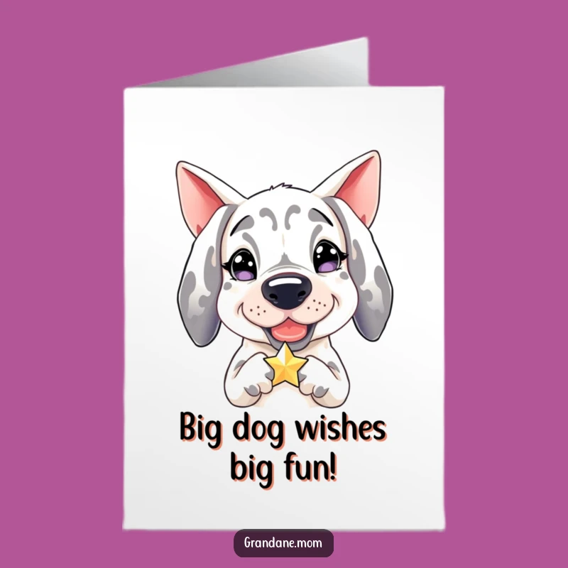 Free Printable Birthday Card: Funny Grand Dane Star Holder Downloadable Gift