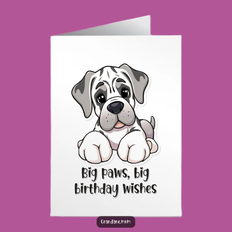 Free Printable Birthday Card: Giant Paws Grand Dane Soft Toy Funny Gift