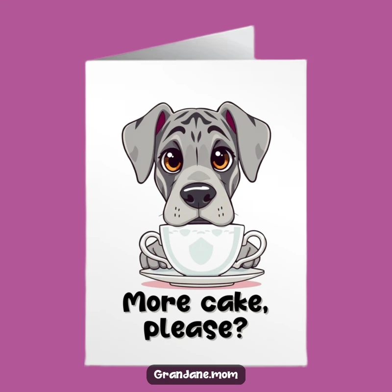 Free Printable Grand Dane Birthday Card: Curious Dog, Teacup Peek, Downloadable Fun