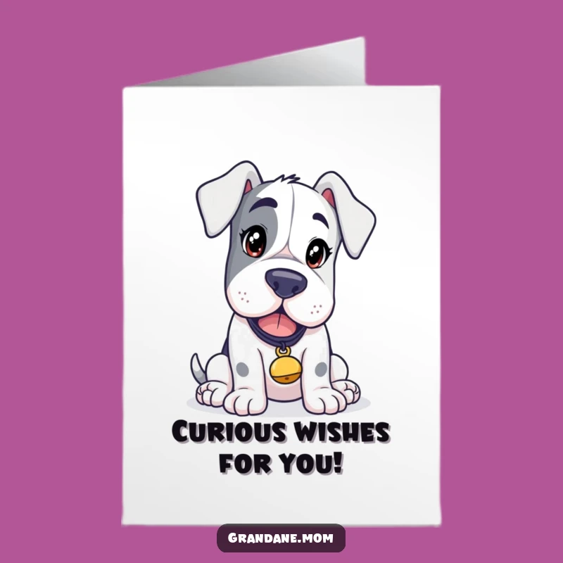 Free Printable Grand Dane Birthday Card: Curious Pup, Funny Downloadable Gift