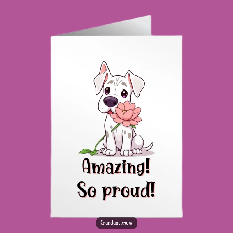 Free Printable Grand Dane Congrats Card: Kind Dog, Blooming Success, Downloadable Cheer