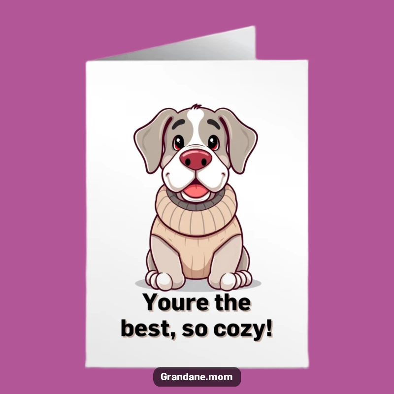Free Printable Congrats Card: Cozy Grand Dane, Warm Wishes Downloadable