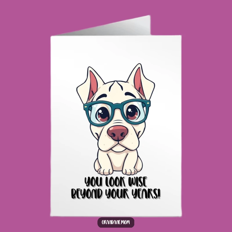 Free Printable Congrats Card: Curious Grand Dane glasses funny downloadable gift for intellectuals