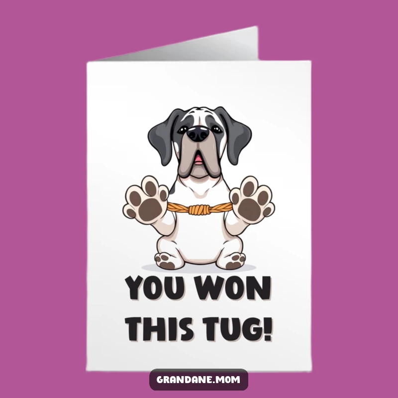 Free Printable Congrats Card: Grand Dane Tug-of-War, Funny Downloadable Gift