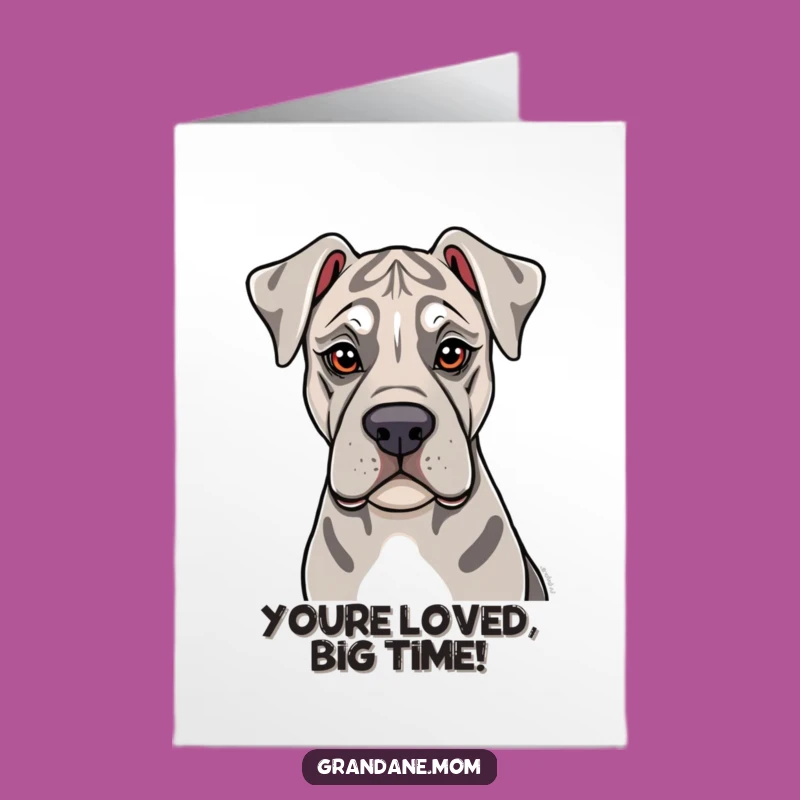 Free Printable Congrats Card: Sweet Grand Dane lick funny downloadable gift for heartfelt moments