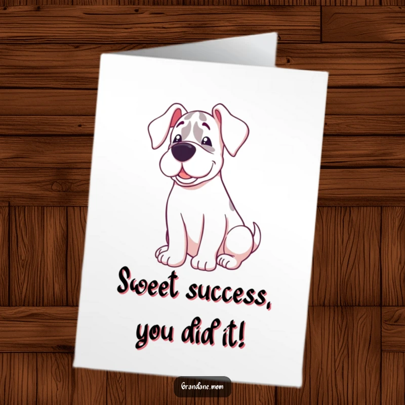 Funny Free Printable Congratulations Card: A Grand Dane with a sweet expression is blissfully curled up.