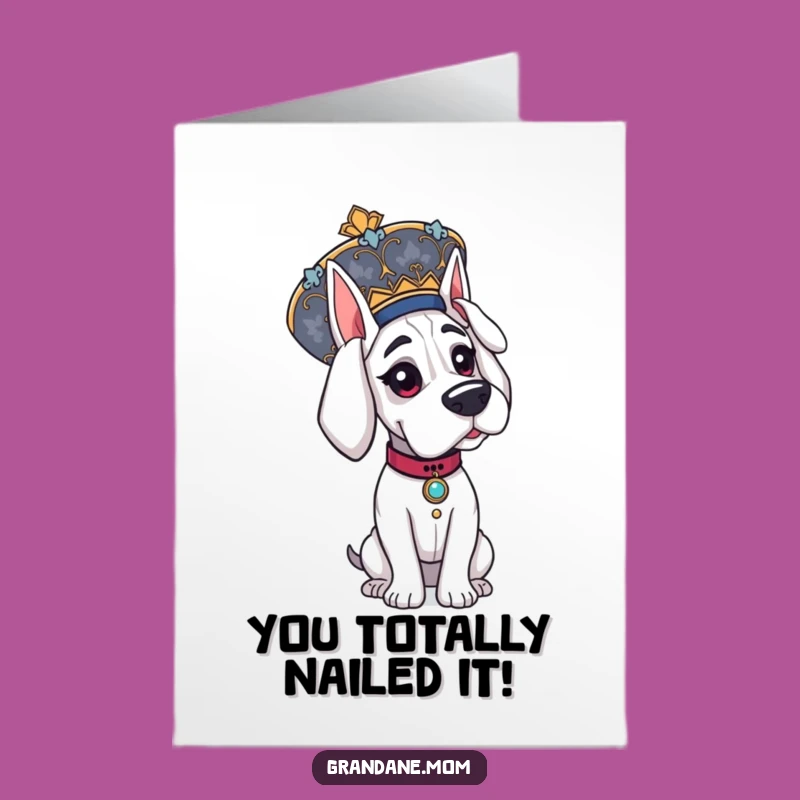 Free Printable Grand Dane Congrats Card: Dapper Dog, Hat Flair, Downloadable Success