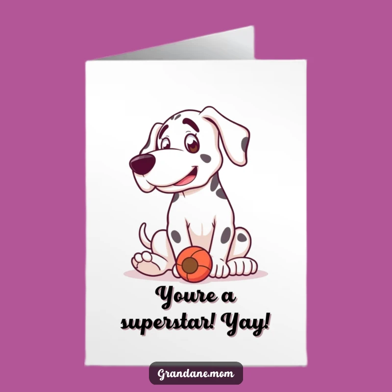 Free Printable Grand Dane Congrats Card: Playful Dog, Funny Downloadable Gift for Victories