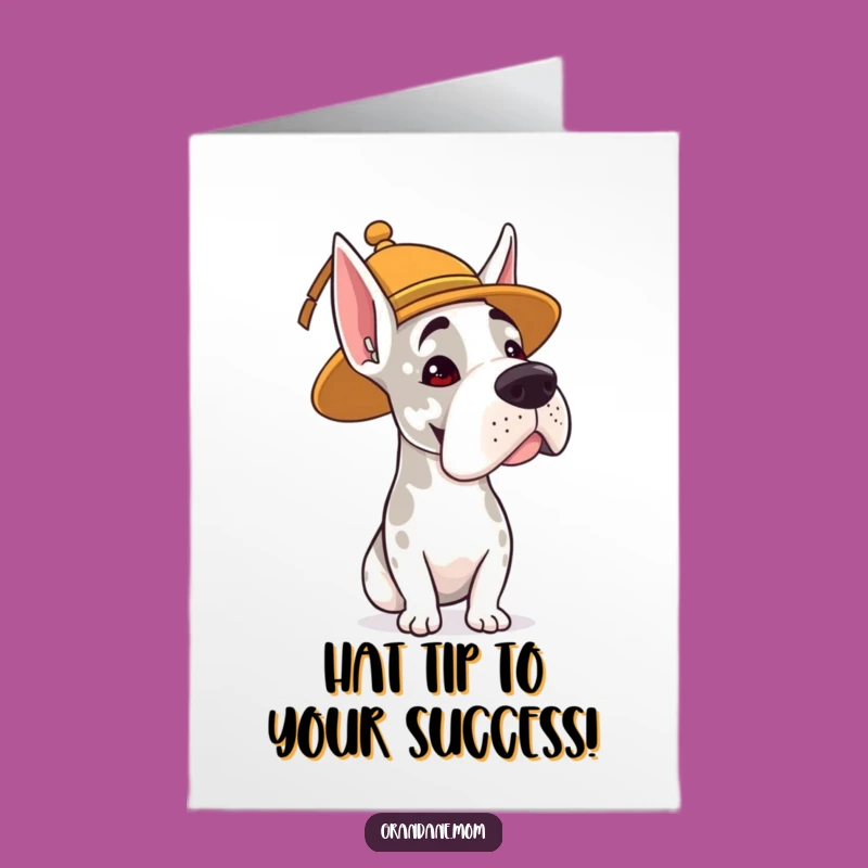 Free Printable Congratulations Card: Whimsical Hat Grand Dane Funny Downloadable Gift