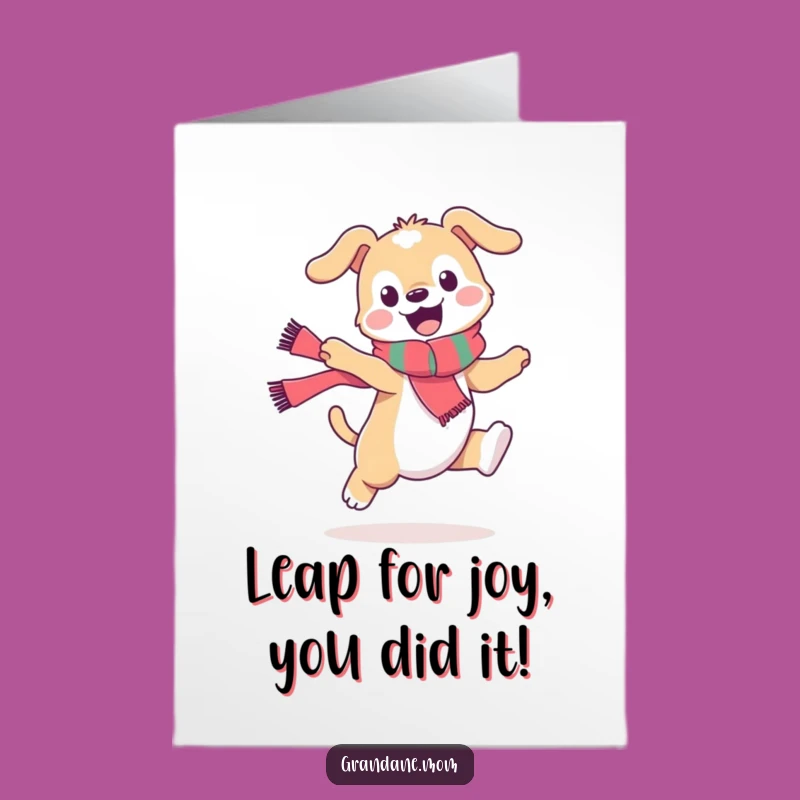 Free Printable Funny Daniff Congratulations Card Printable: Stylish Dog Leap Downloadable Gift