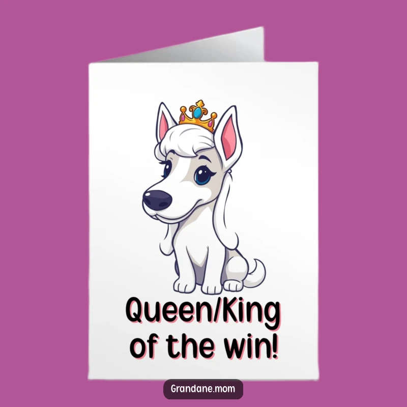 Free Printable Congratulations Card: Regal Grand Dane with Tiara - Royal Downloadable Gift