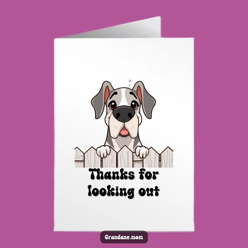 Free Printable Grand Dane Thank You Card: Grateful Peek Downloadable