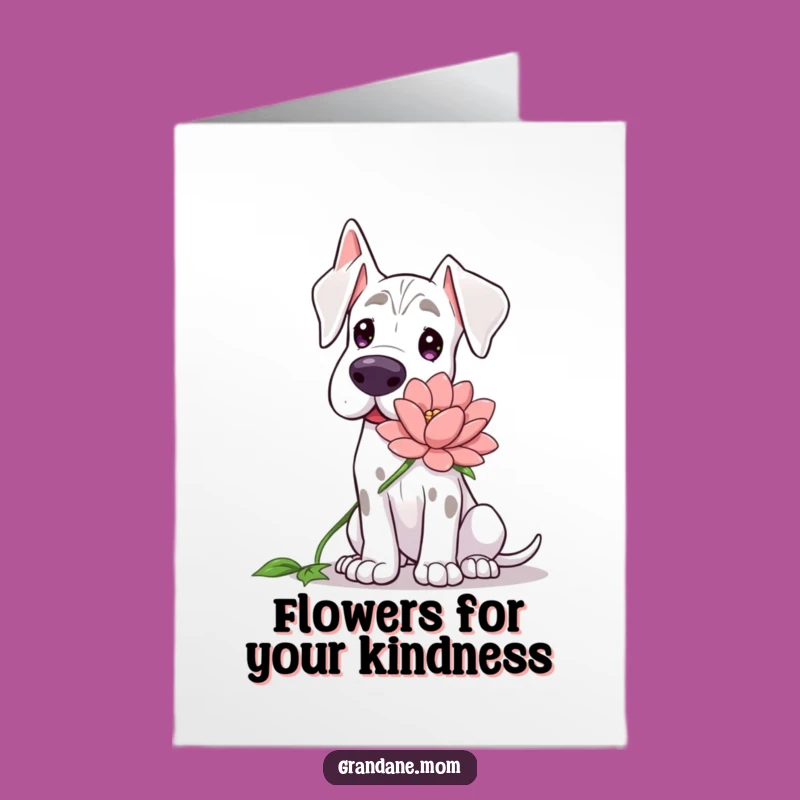 Free Printable Grand Dane Thank You Card: Kind Pooch, Floral Gift, Downloadable Gratitude