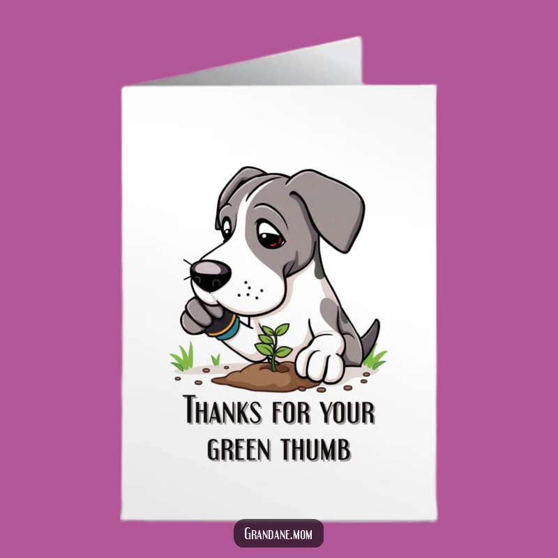 Free Printable Great Dane Gardener Thank You Card - Funny Downloadable Gift for Blooming Gratitude