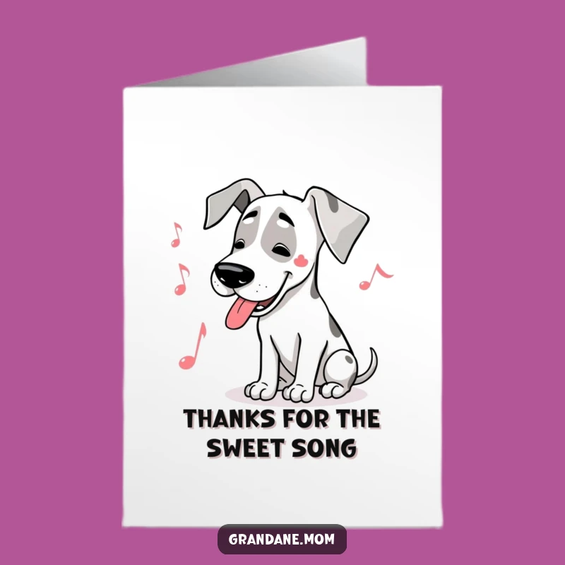 Free Printable Great Dane Musician Thank You Card - Funny Downloadable Gift for a Sweet Melody