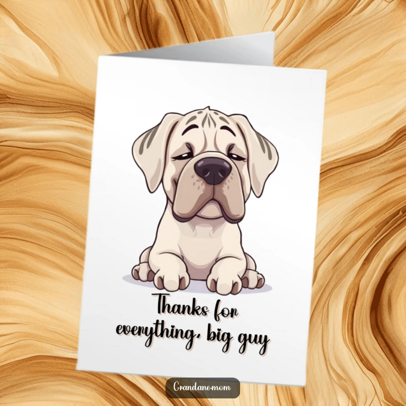 Funny Free Printable Thank You Card featuring a giant Grand Dane resting its head with a deep, satisfied sigh.