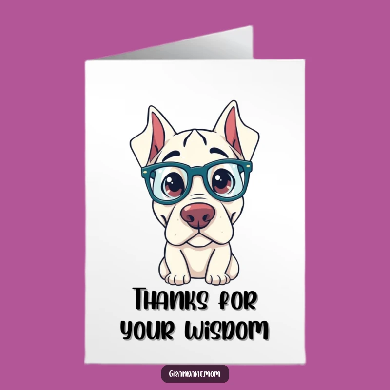 Free Printable Thank You Card: Curious Grand Dane glasses funny downloadable gift for the thoughtful