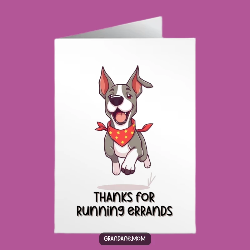 Free Printable Thank You Card: Grand Dane Running with Bandana, High Energy