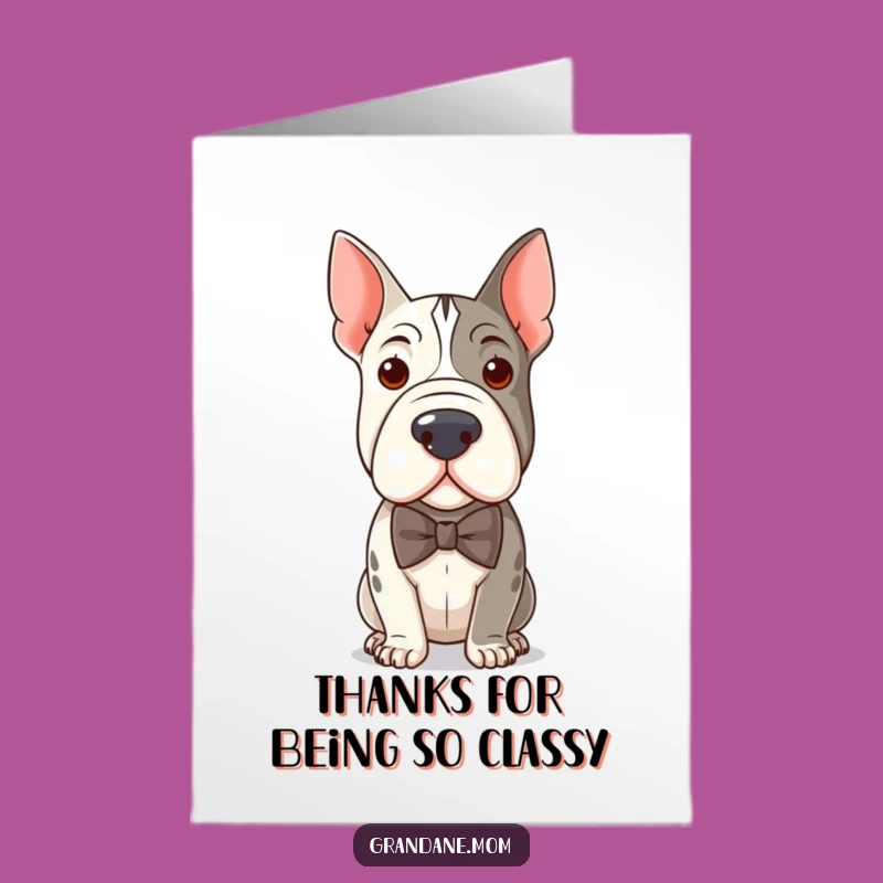 Free Printable Thank You Card: Distinguished Grand Dane Bow Tie Funny Downloadable Gift