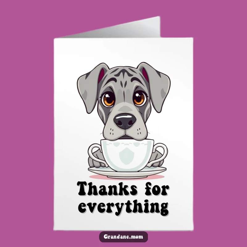 Free Printable Grand Dane Thank You Card: Pondering Dog, Teacup Moment, Downloadable Gratitude