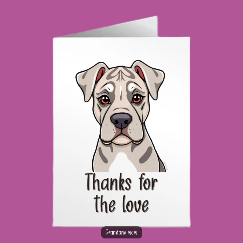 Free Printable Thank You Card: Sweet Grand Dane lick funny downloadable gift for showing gratitude