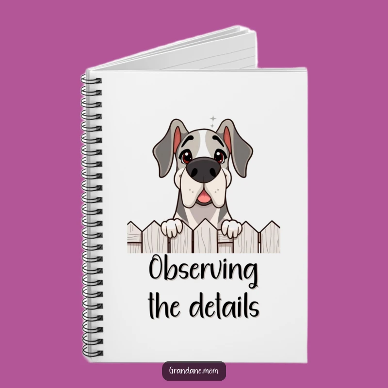 Funny Grand Dane Fence Peek Notebook: Jot Down Curious Thoughts