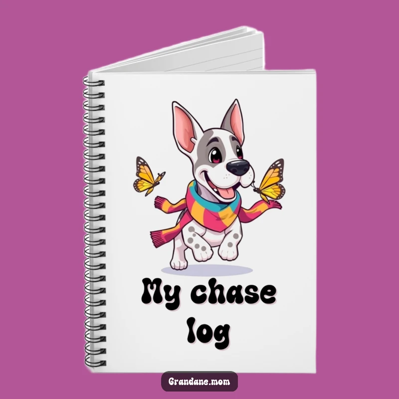 Funny Grand Dane Scarf Notebook: Cheerful Dog Butterfly Journal Gift