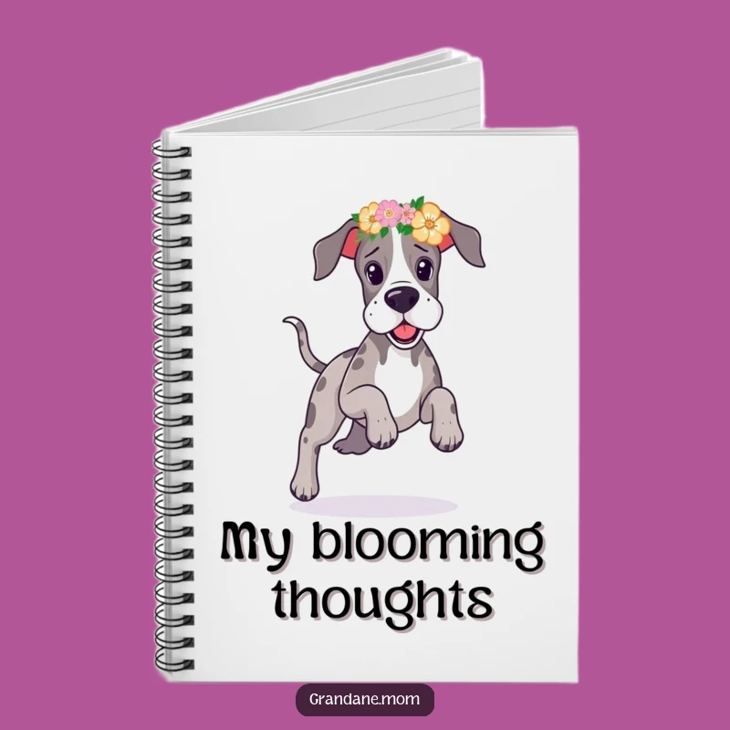 Funny Great Dane Floral Headband Notebook: Jot Down Happy Thoughts, Creative Funny Gift