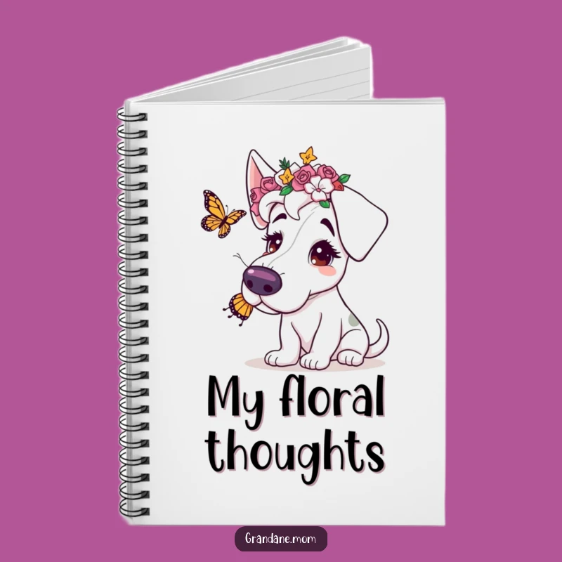Funny Grand Dane Flower Crown Notebook: Jot Down Gentle Thoughts