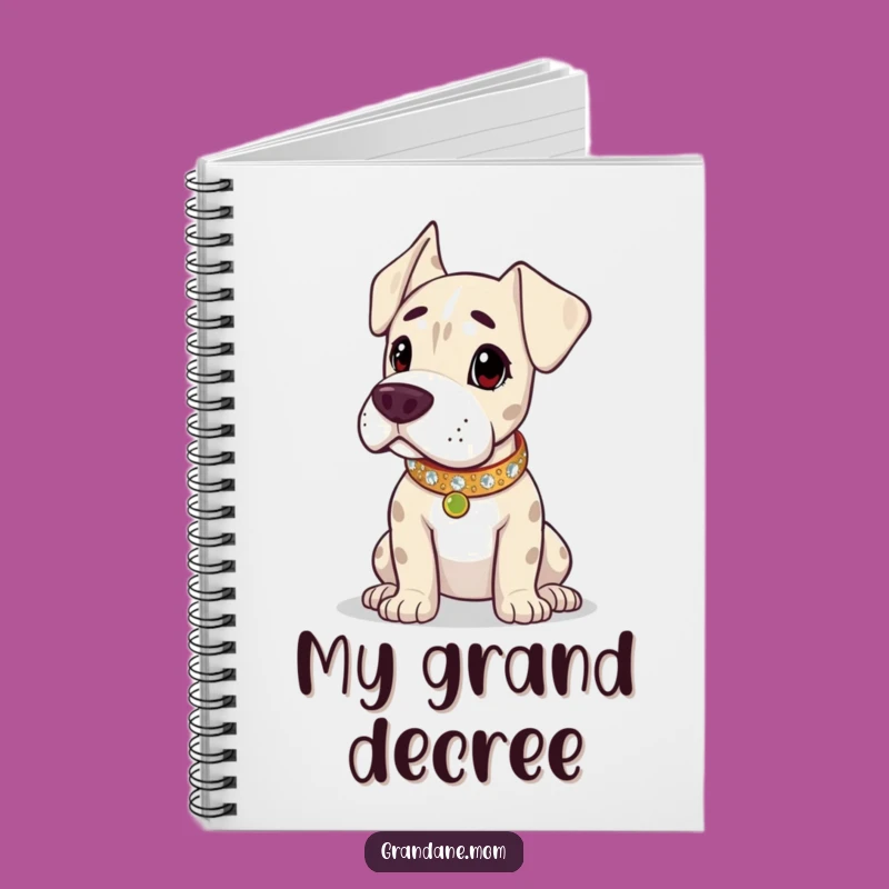 Funny Grand Dane Sparkling Collar Notebook - Jot Down Regal Ideas