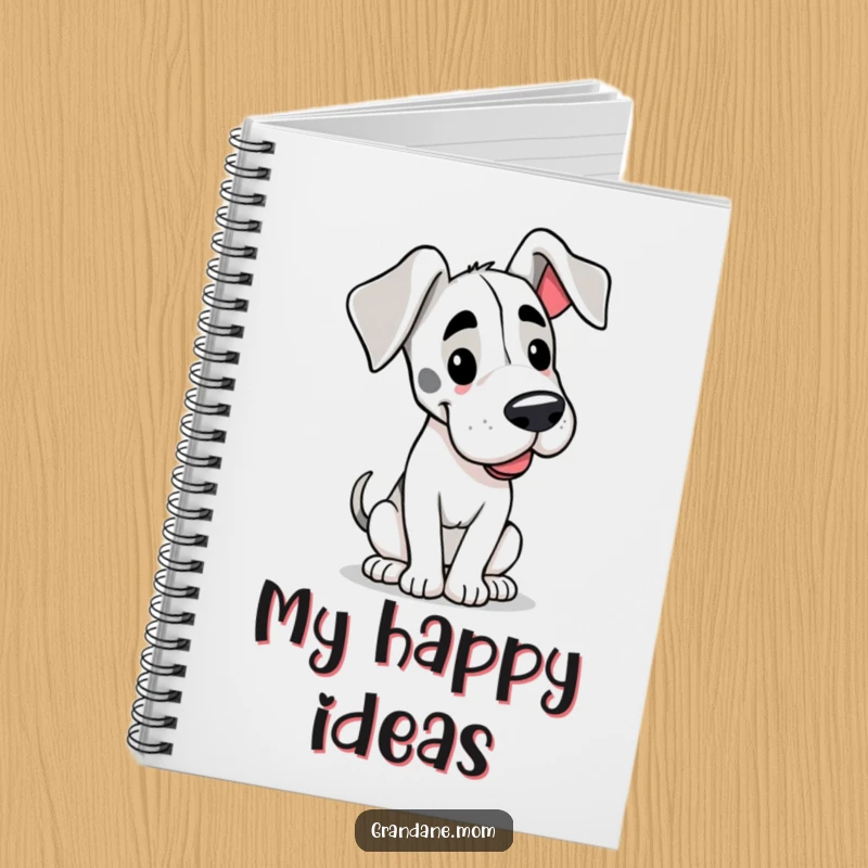 Funny notebook with a happy Grand Dane, its floppy ears and slow tail wag inspiring joy and creativity.