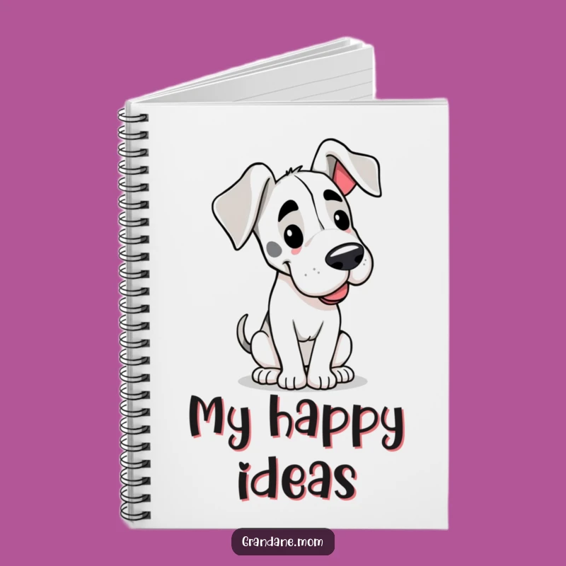 Happy Thoughts Funny Grand Dane Floppy Ears Notebook - Joyful Journaling Gift