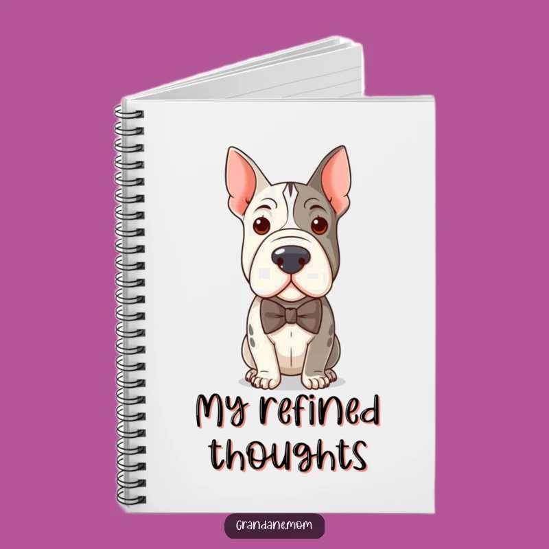 Elegant Funny Distinguished Grand Dane Bow Tie Notebook - Humorous Journal Gift for Writers