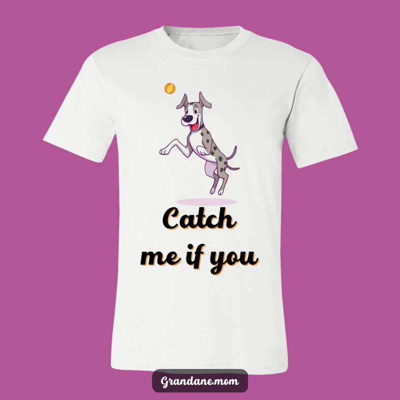 Action-Packed Great Dane T-Shirt: Funny Leaping Dog Design, Gift for Playful Pups