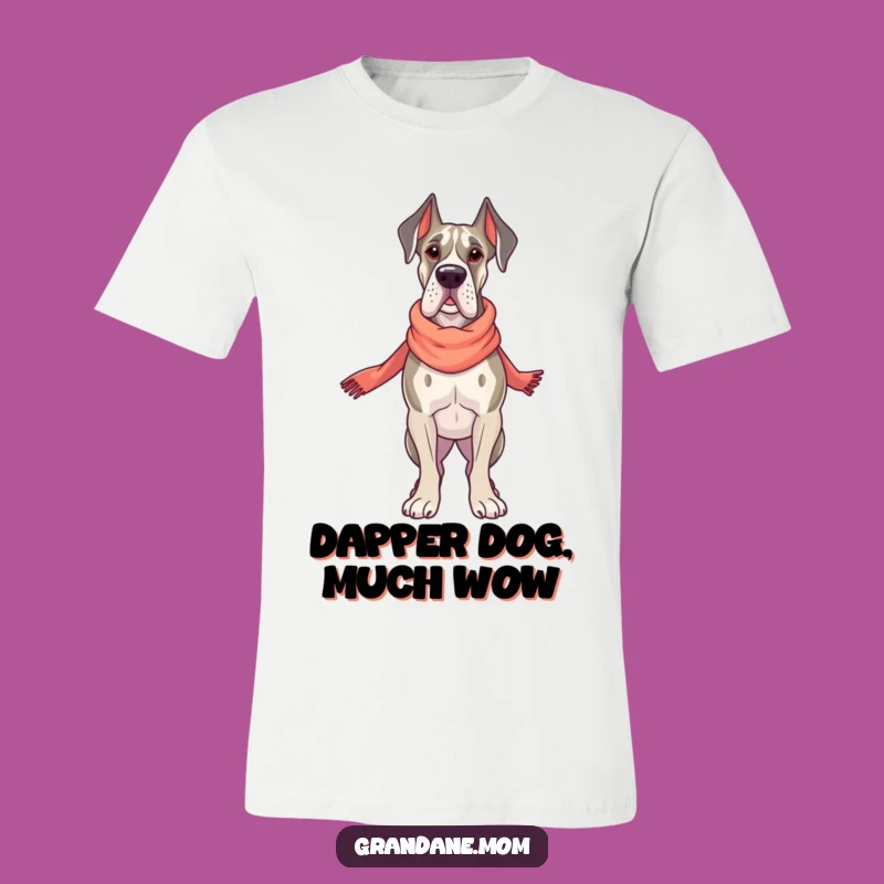Funny Grand Dane Chic T-Shirt: Elegant Scarf Dog Apparel Gift