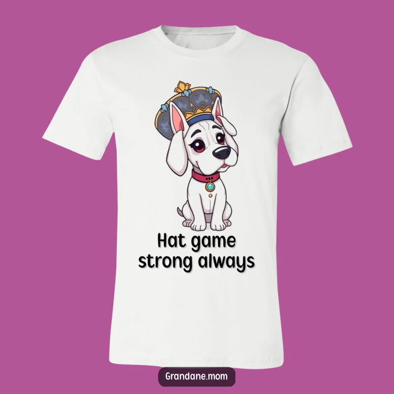 Funny Grand Dane Hat T-Shirt: Regal Dog in Ornate Headwear, Great Funny Gift