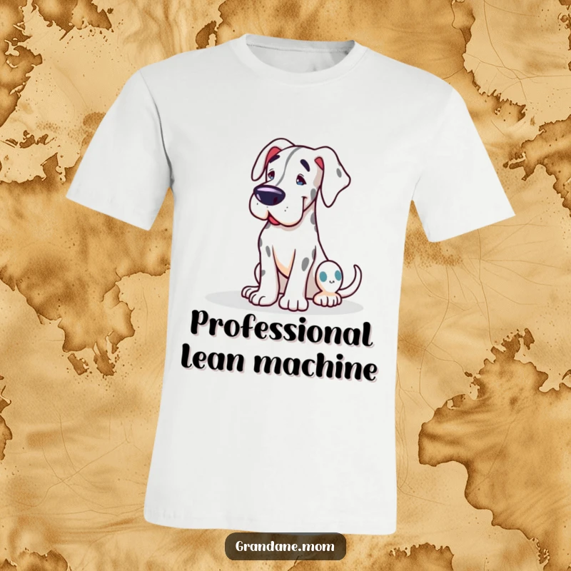 Funny Grand Dane t-shirt featuring a friendly dog offering a gentle lean for affection, perfect for dog moms and dads.