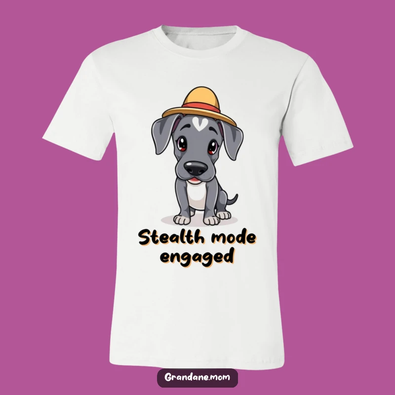 Funny Kawaii Great Dane T-Shirt: Elegant Hatted Dog Tiptoes, Great Funny Gift