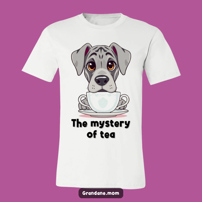 Funny Grand Dane Tea T-Shirt: Adorable Curious Dog Tee, Great Funny Gift
