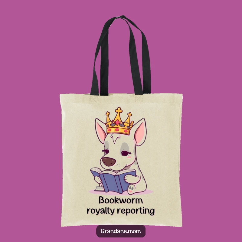 Funny Grand Dane Scholar Tote Bag: Royal Book Lover Accessory Gift