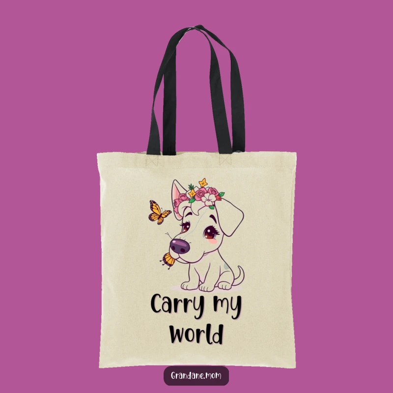 Funny Grand Dane Flower Crown Tote Bag: Carry Gentle Moments Everywhere