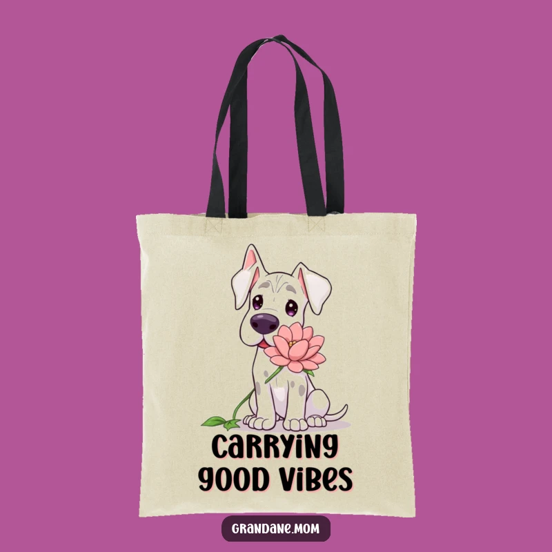 Funny Grand Dane Flower Tote Bag: Gentle Dog Carry-All, Perfect Funny Gift