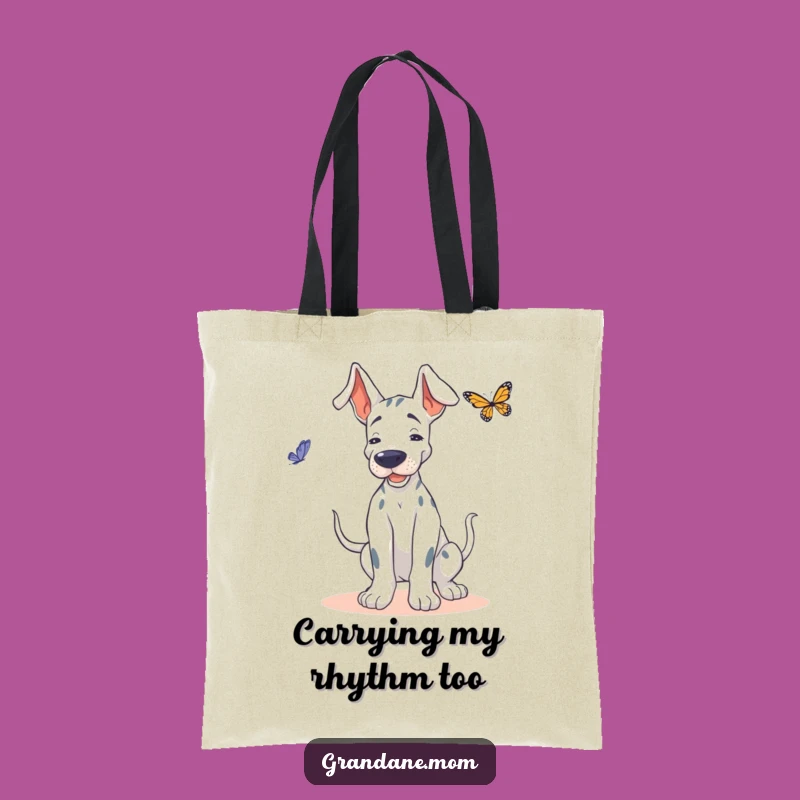 Funny Grand Dane Butterfly Tote Bag: Playful Dog Carry-All, Perfect Funny Gift