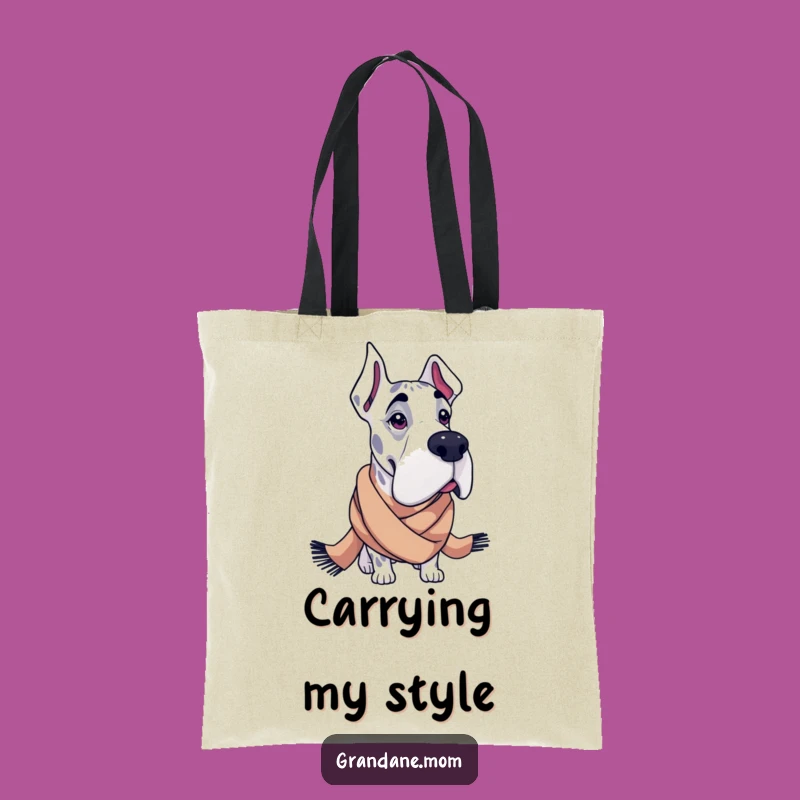Funny Grand Dane Tote Bag: Fashionable Scarf, Chic Dog Accessory