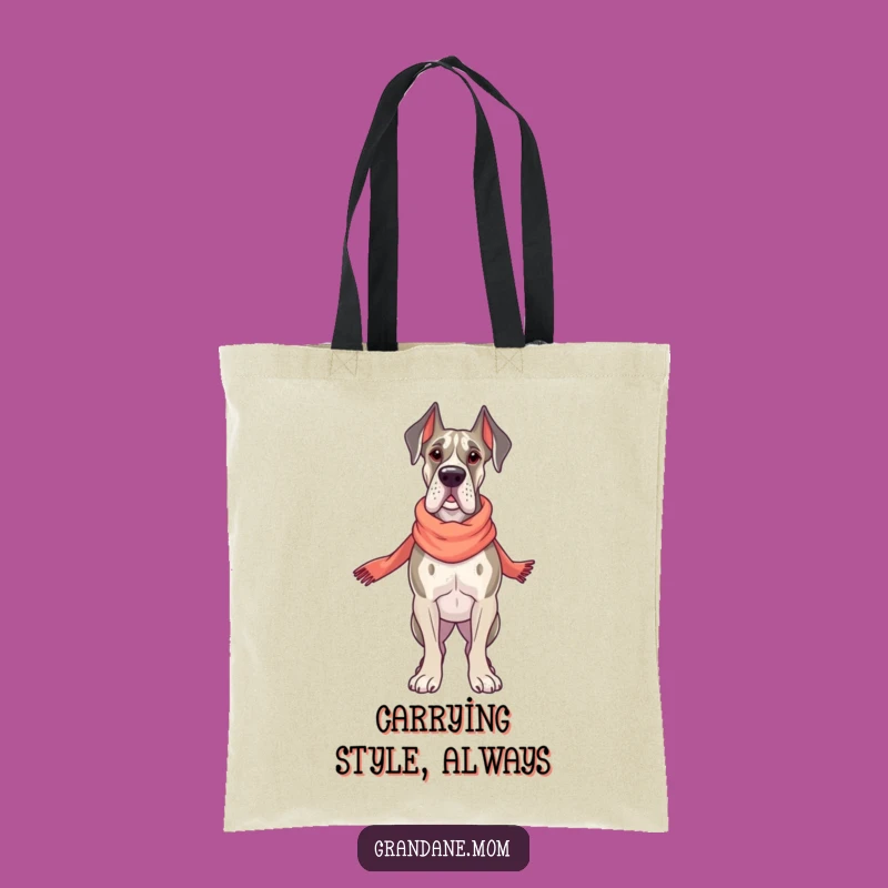 Funny Grand Dane Style Tote Bag: Elegant Scarf Dog Accessory Gift